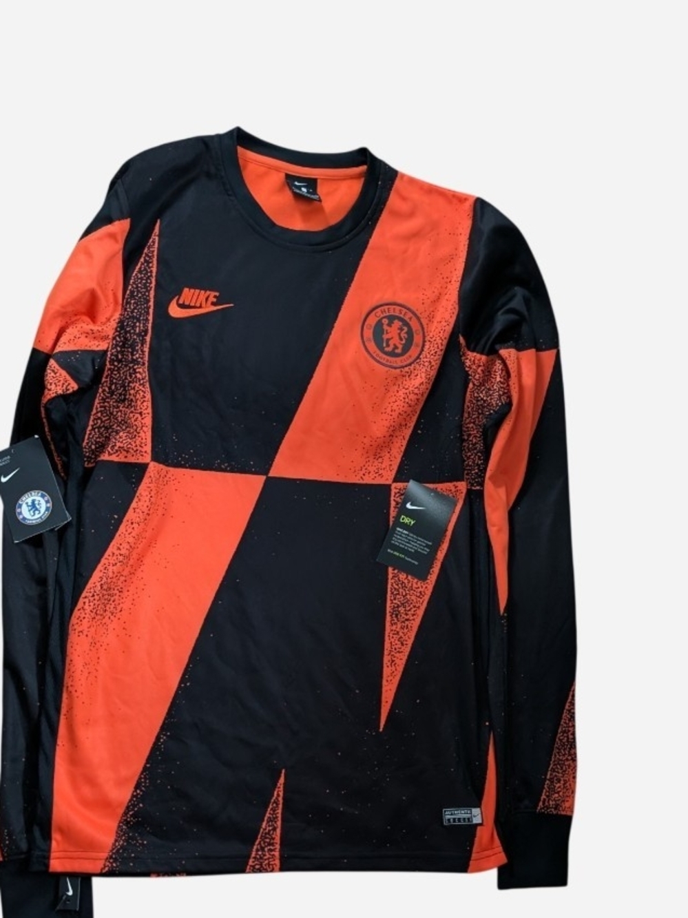Nike Men’s Long Sleeve Chelsea Football Shirt - Black/Orange